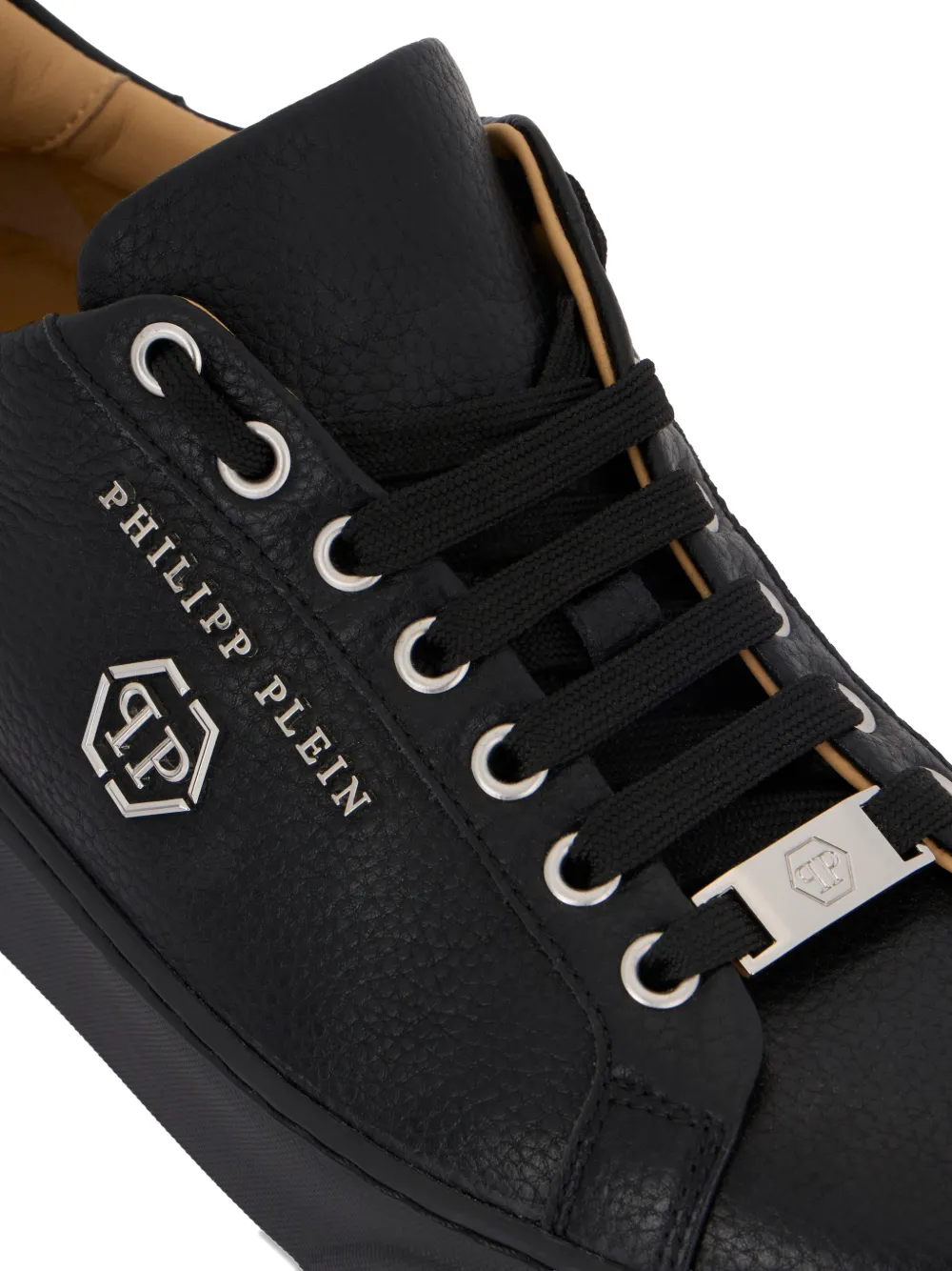 hexagon-logo leather sneakers