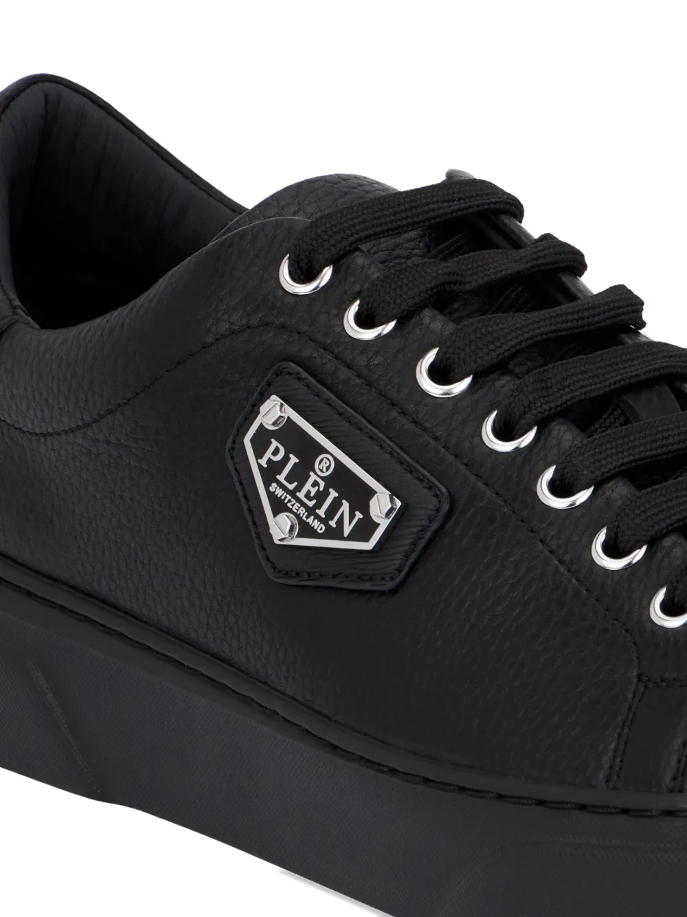 Philipp Plein Titan Plein leren sneakers met logoplakkaat Zwart