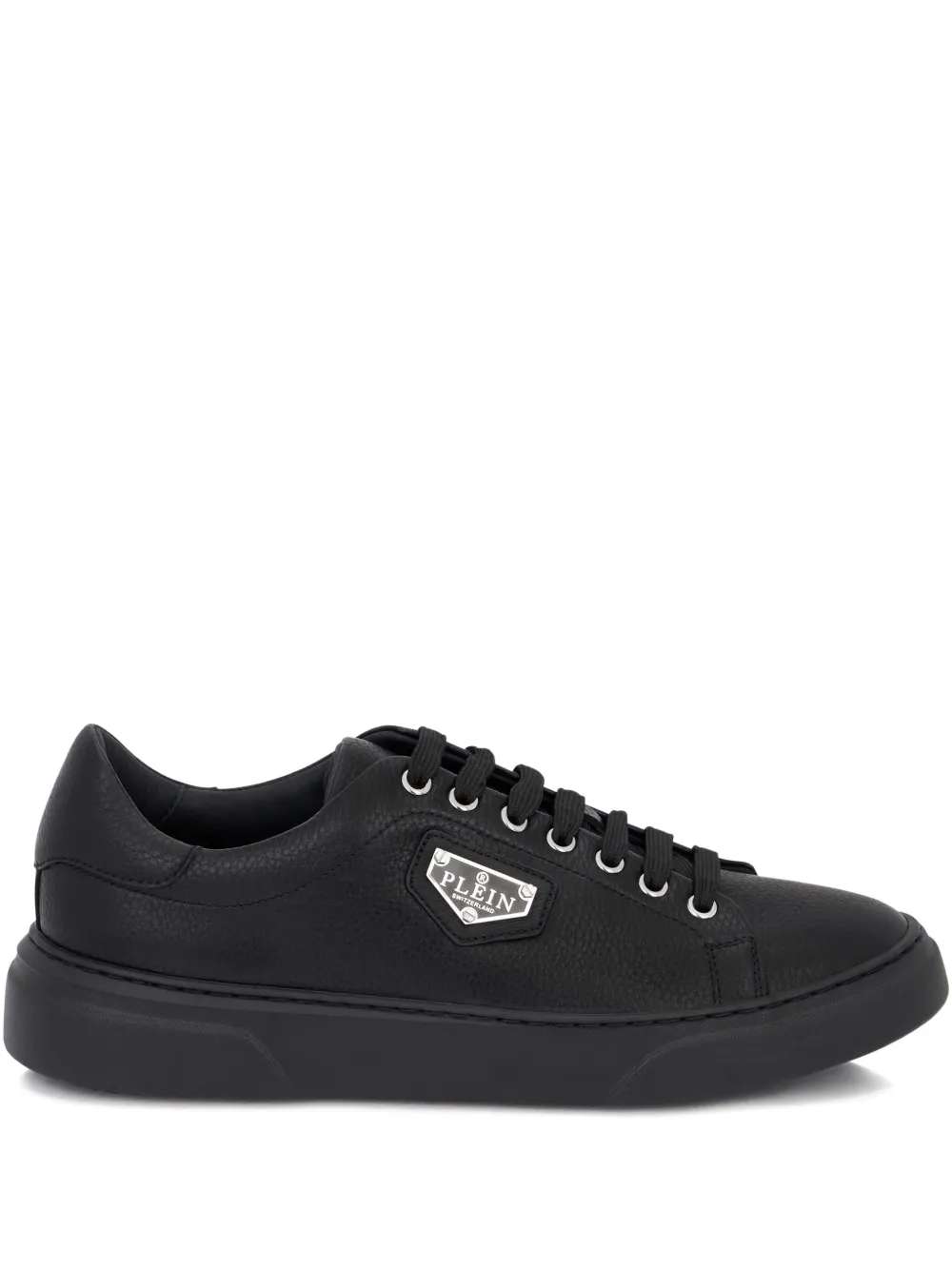 Philipp Plein Titan Plein leather logo plaque trainers | Black | Image 1