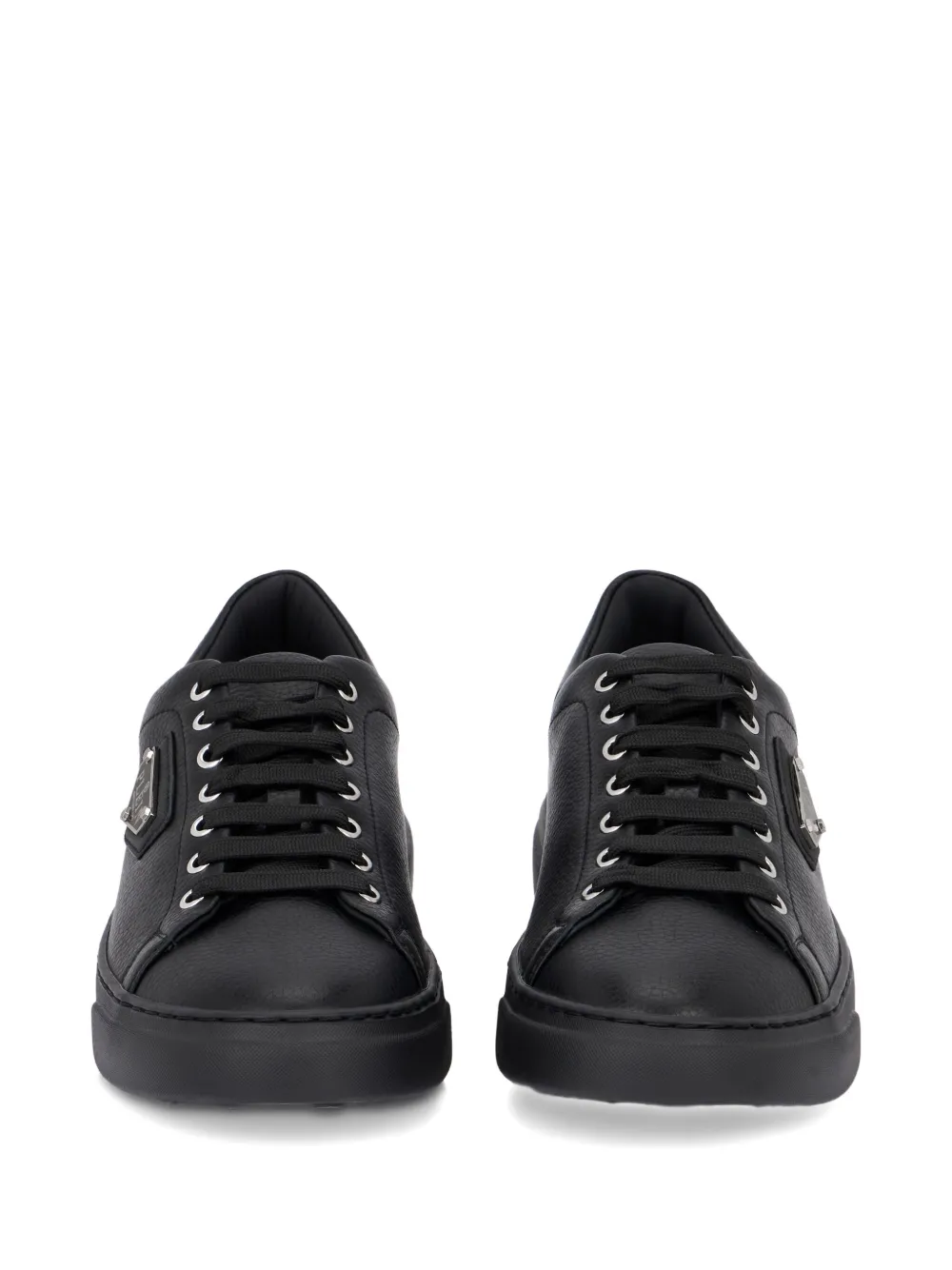 Philipp Plein Titan Plein leren sneakers met logoplakkaat Zwart