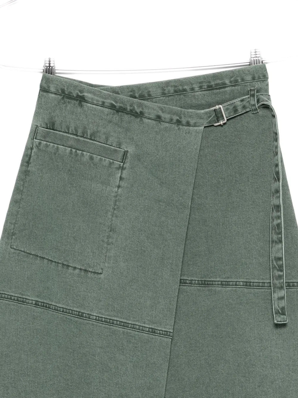 Tela Wrap Denim Midi Skirt In Green
