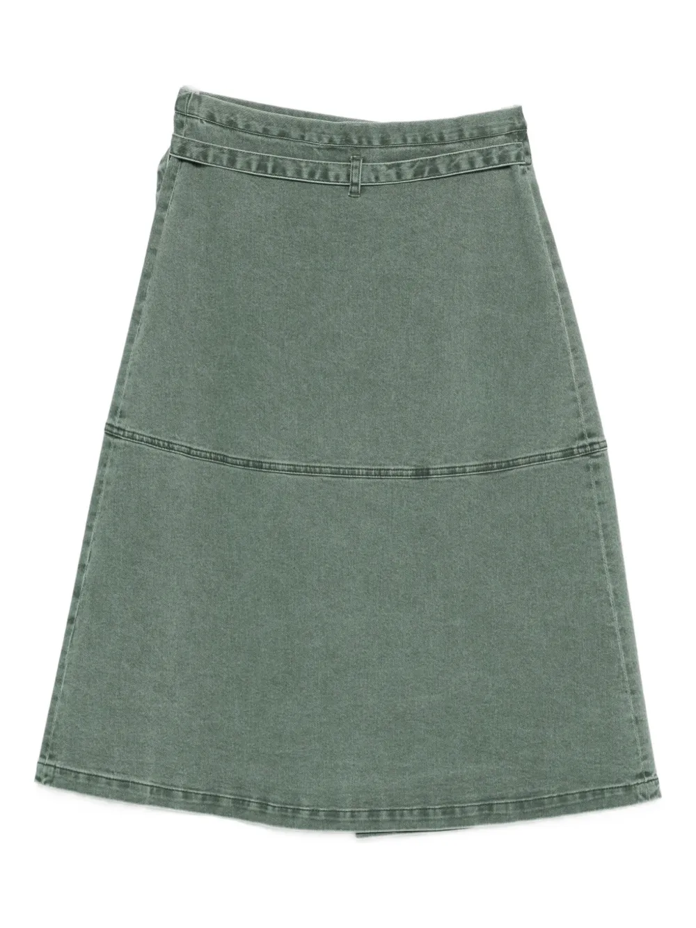 Tela Wrap Denim Midi Skirt In Green
