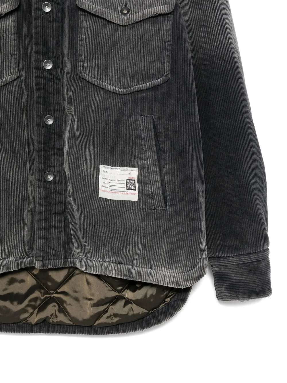 Maison MIHARA YASUHIRO Ribfluwelen shirtjack Grijs