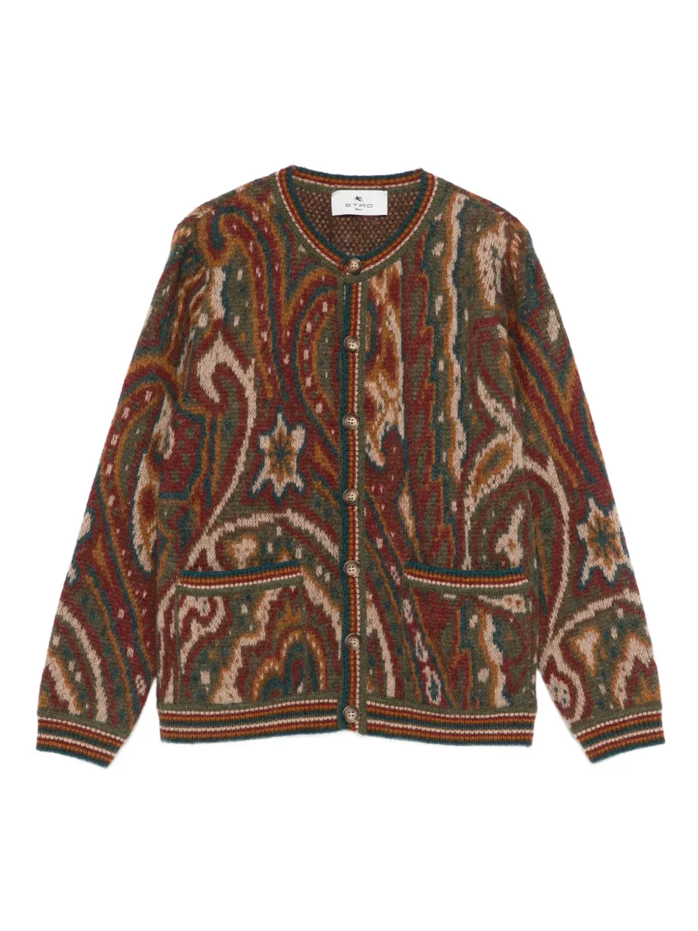 ETRO KIDS paisley-pattern pocket cardigan - Rosso