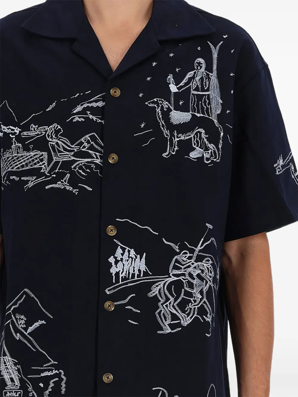 Drôle De Monsieur embroidered buttoned shirt - Blauw