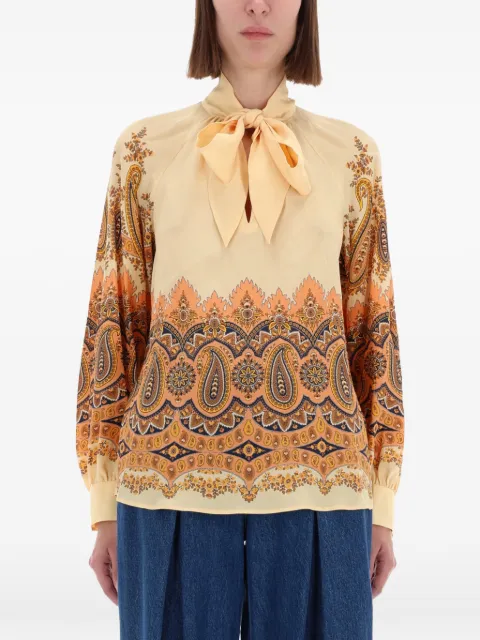 ETRO blusa con motivo de cachemira y moño