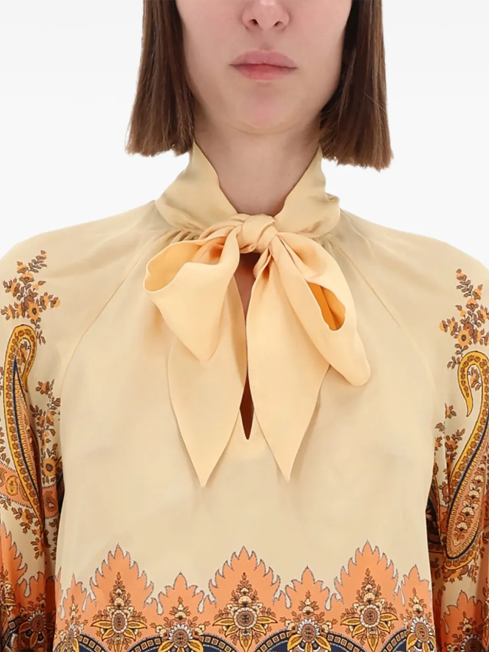 ETRO paisley-pattern bow blouse - Beige