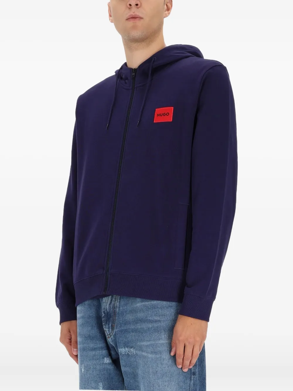 HUGO Hoodie met logopatch Blauw