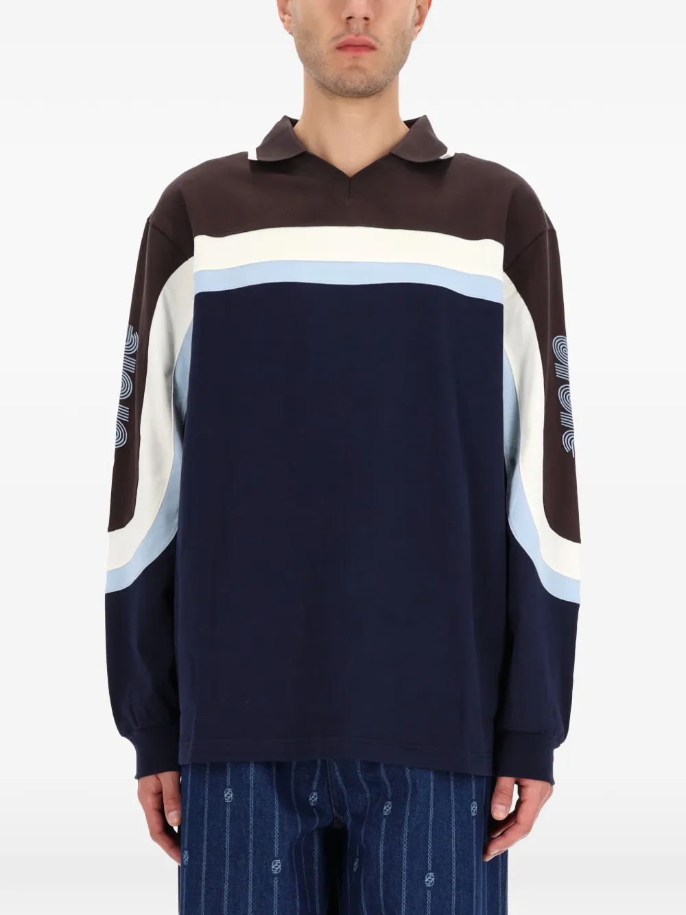 Drôle De Monsieur striped long-sleeves polo shirt - Blu