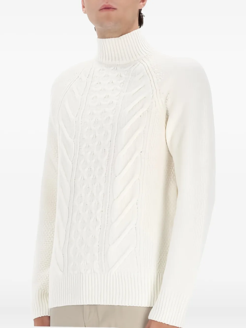 BOSS Kabelgebreide trui Wit