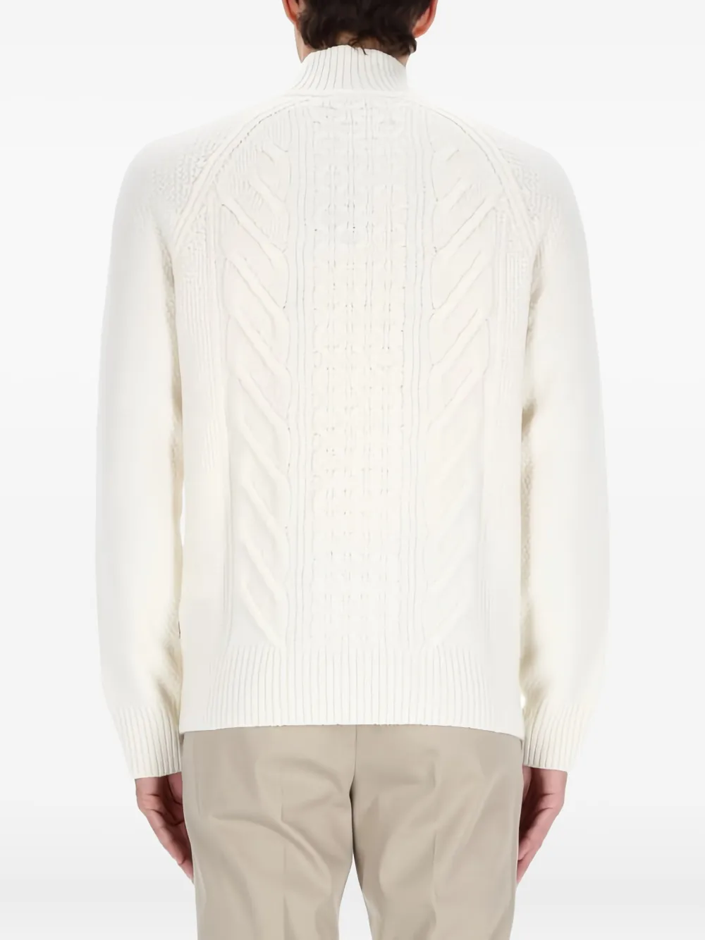 BOSS Kabelgebreide trui Wit