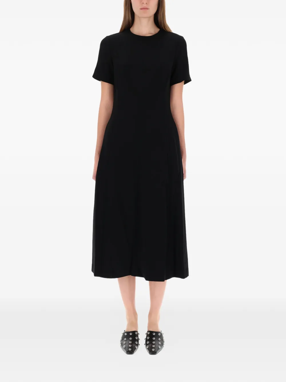 Theory short-sleeve A-line midi dress - Nero