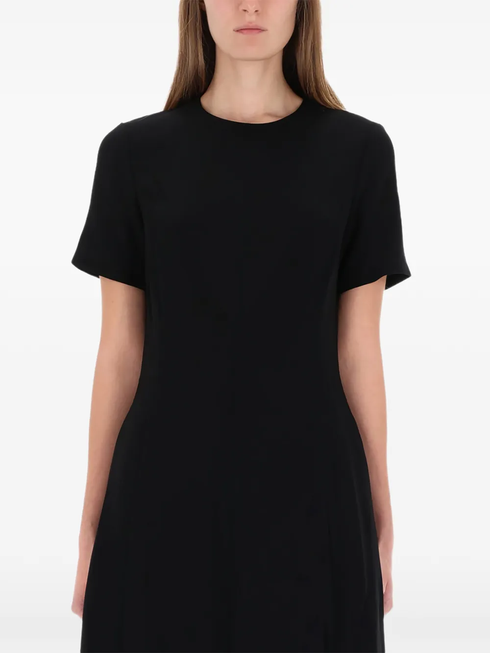 Theory short-sleeve A-line midi dress - Zwart