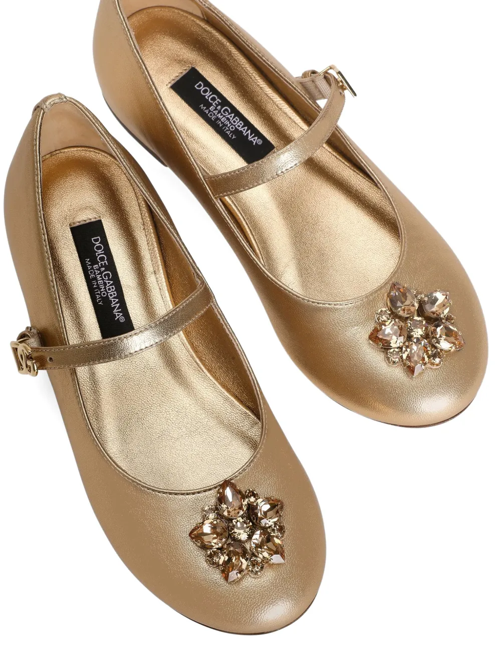 Dolce & Gabbana Kids Ballerina's verfraaid met kristallen Goud