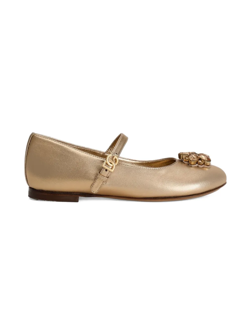 Dolce & Gabbana Kids Ballerina's verfraaid met kristallen - Goud
