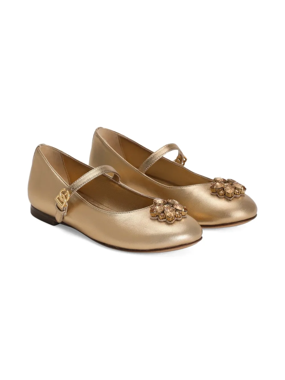 Dolce & Gabbana Kids Ballerina's verfraaid met kristallen Goud