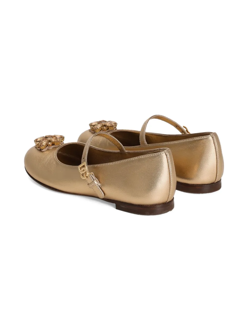 Dolce & Gabbana Kids Ballerina's verfraaid met kristallen Goud