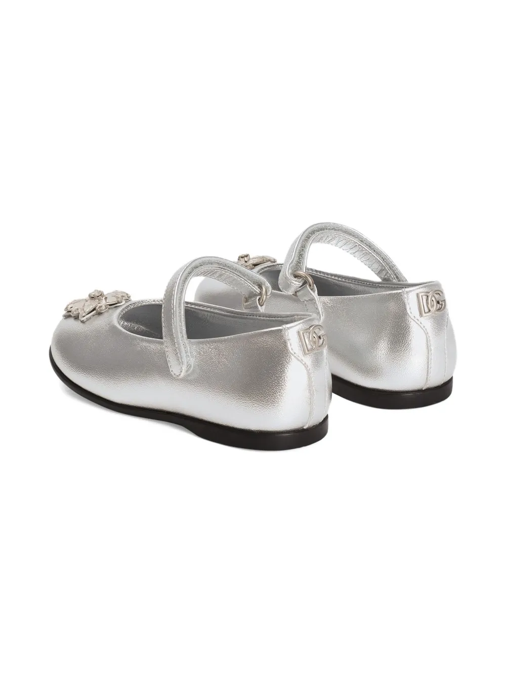 Dolce & Gabbana Nappa-leather Ballet Flats In Silver