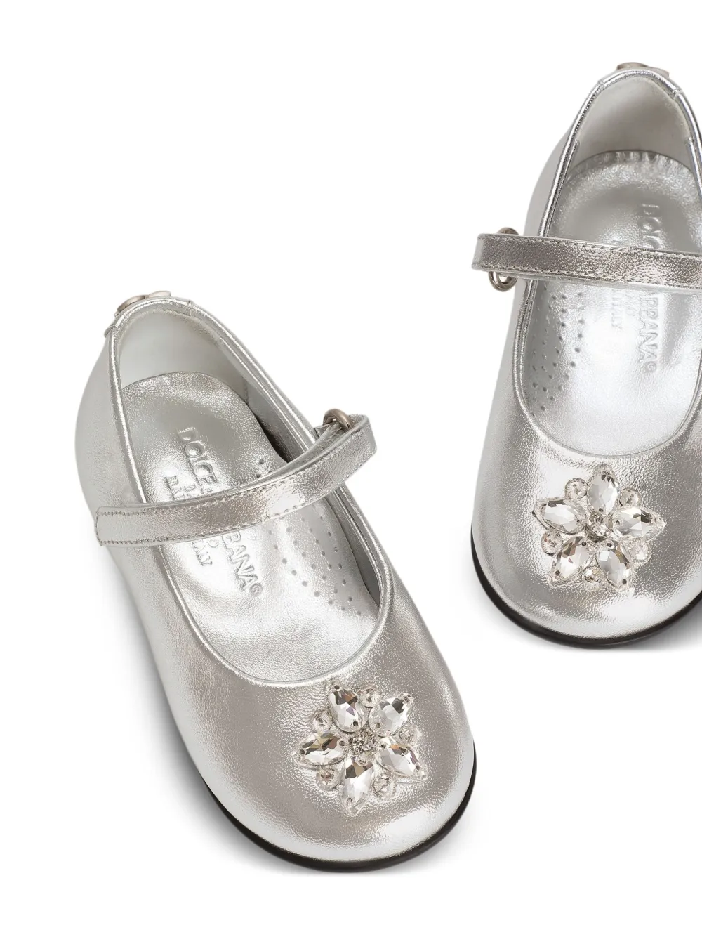 Dolce & Gabbana Nappa-leather Ballet Flats In Silver