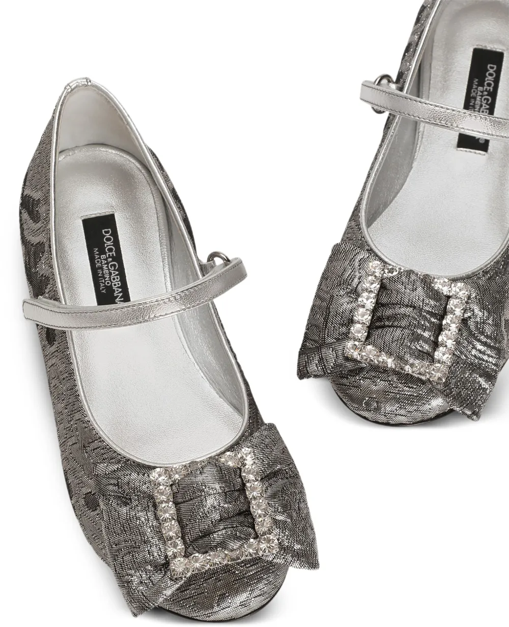 Dolce & Gabbana Kids Ballerina's met brokaat Zilver