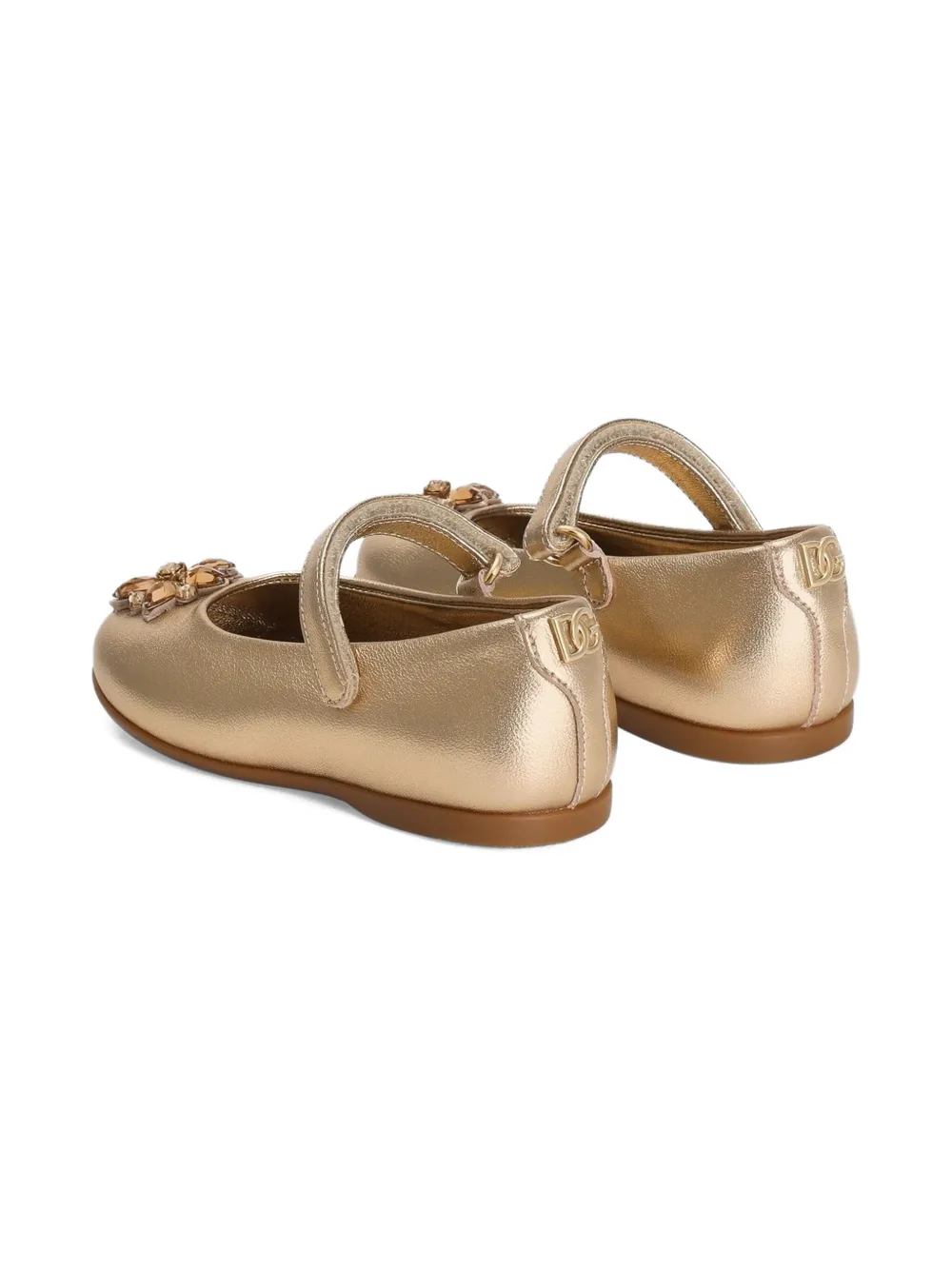 Dolce & Gabbana Kids Ballerina's van nappa leer Goud