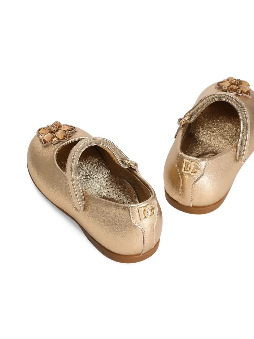 Dolce & Gabbana Kids Ballerina's van nappa leer Goud