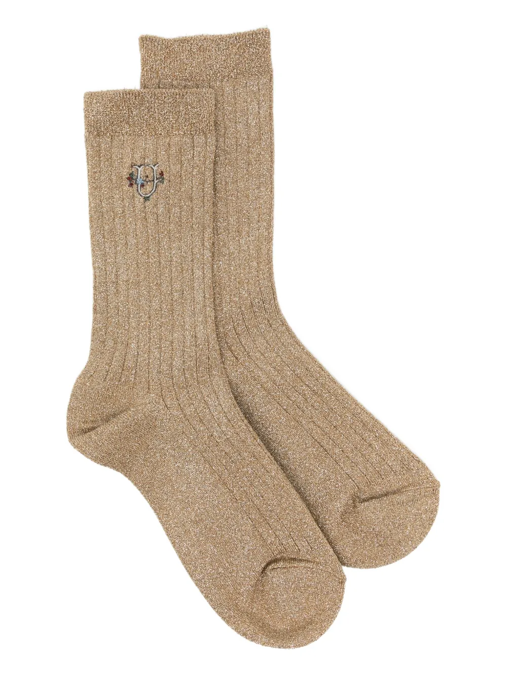 Undercover Logo-embroidered Socks In Gold