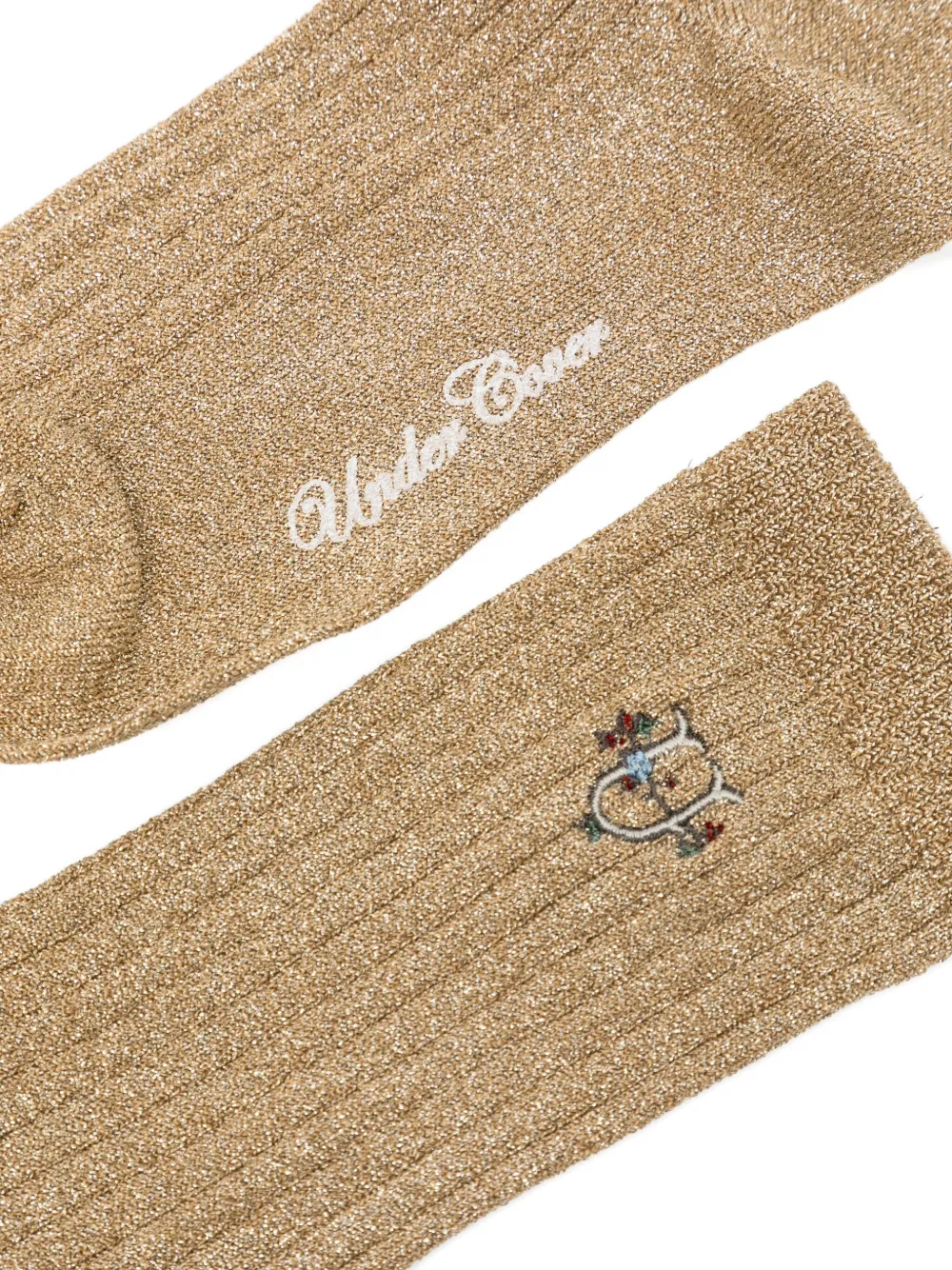 Undercover Logo-embroidered Socks In Gold