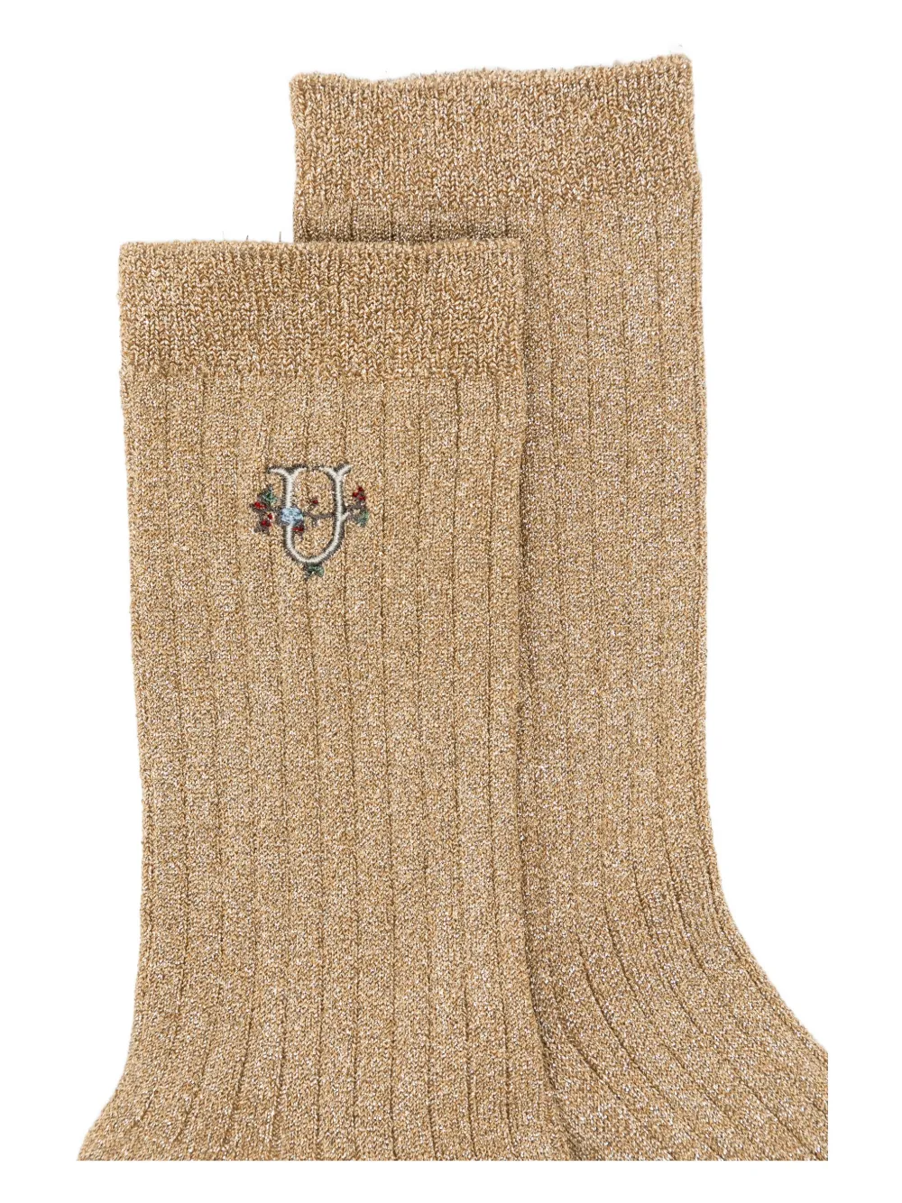 Undercover Logo-embroidered Socks In Gold