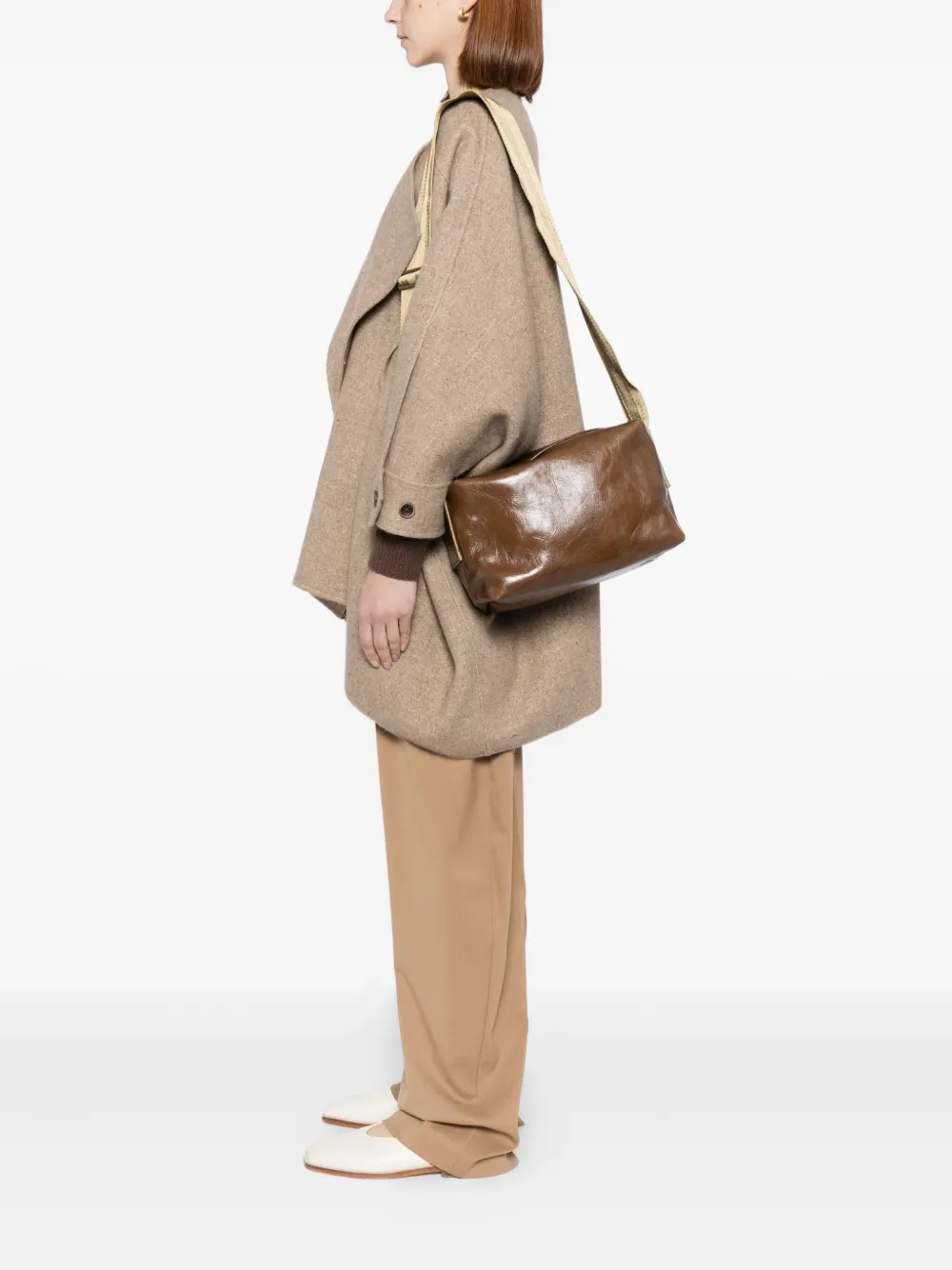 Uma Wang Schoudertas van imitatieleer - Bruin