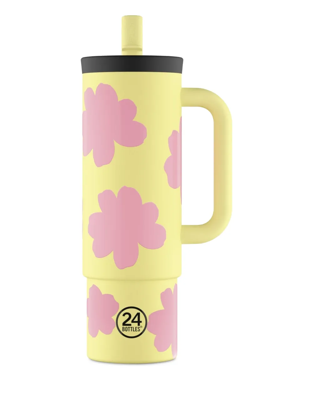 24bottles floral handle straw cup (800ml) | Yellow | Image 1