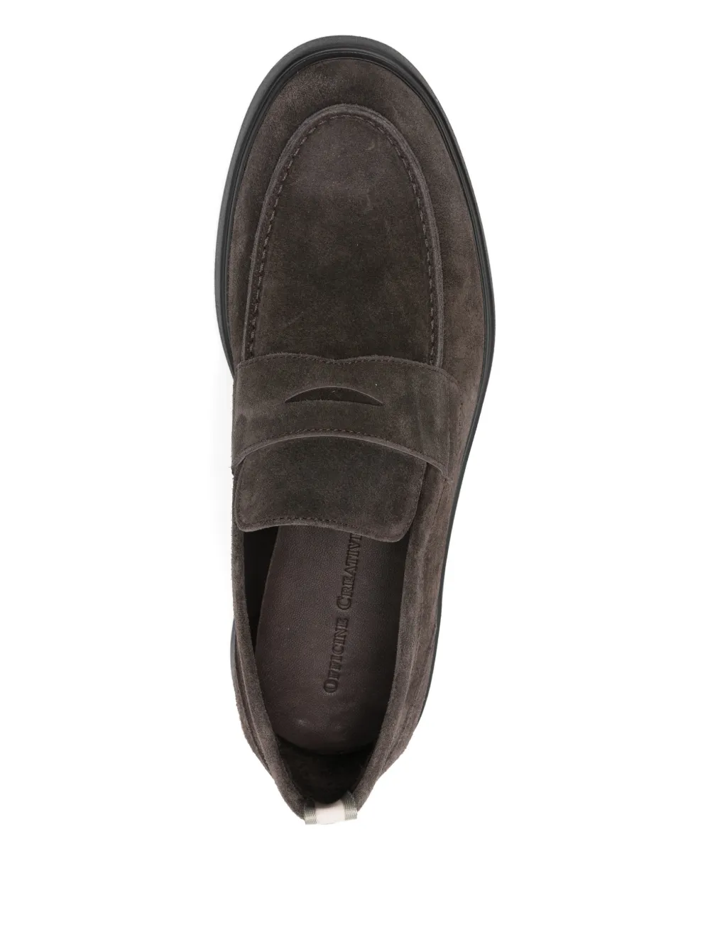 Officine Creative Frame 001 suede penny loafers Bruin