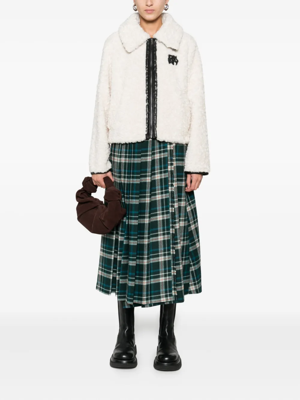 Niu buckle-detail plaid skirt - Groen