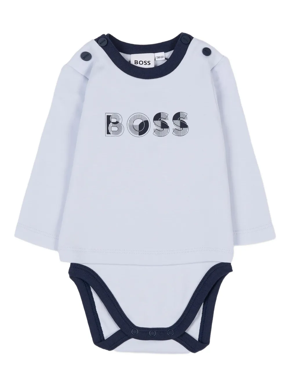 BOSS Kidswear Romper en slabbetje met logoprint Blauw