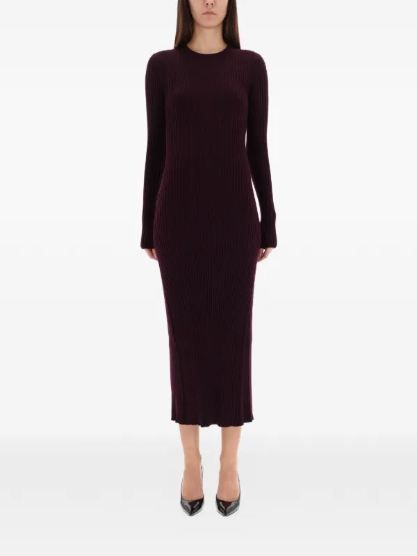 Helmut Lang back-slit Ribbed Midi Dress | Purple | FARFETCH Helmut Lang back-slit Ribbed Midi Dress | Purple | FARFETCH