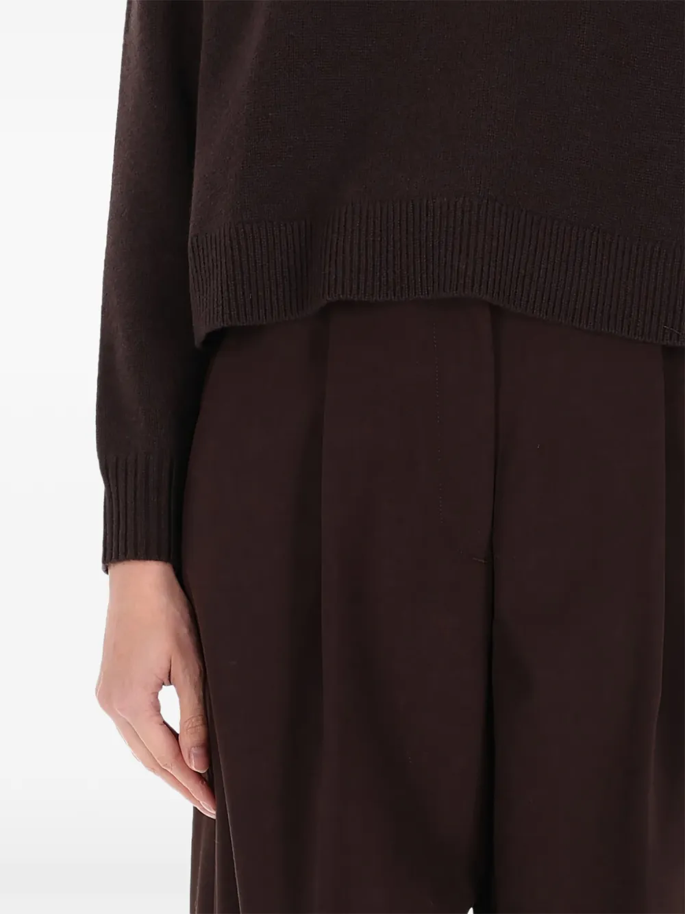  Theory Crew-neck Cropped Sweater - Brown 