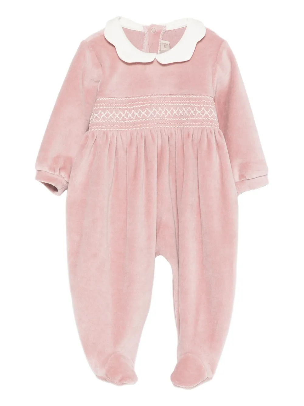 La Stupenderia Peter Pan collar smocked babygrown - Rosa