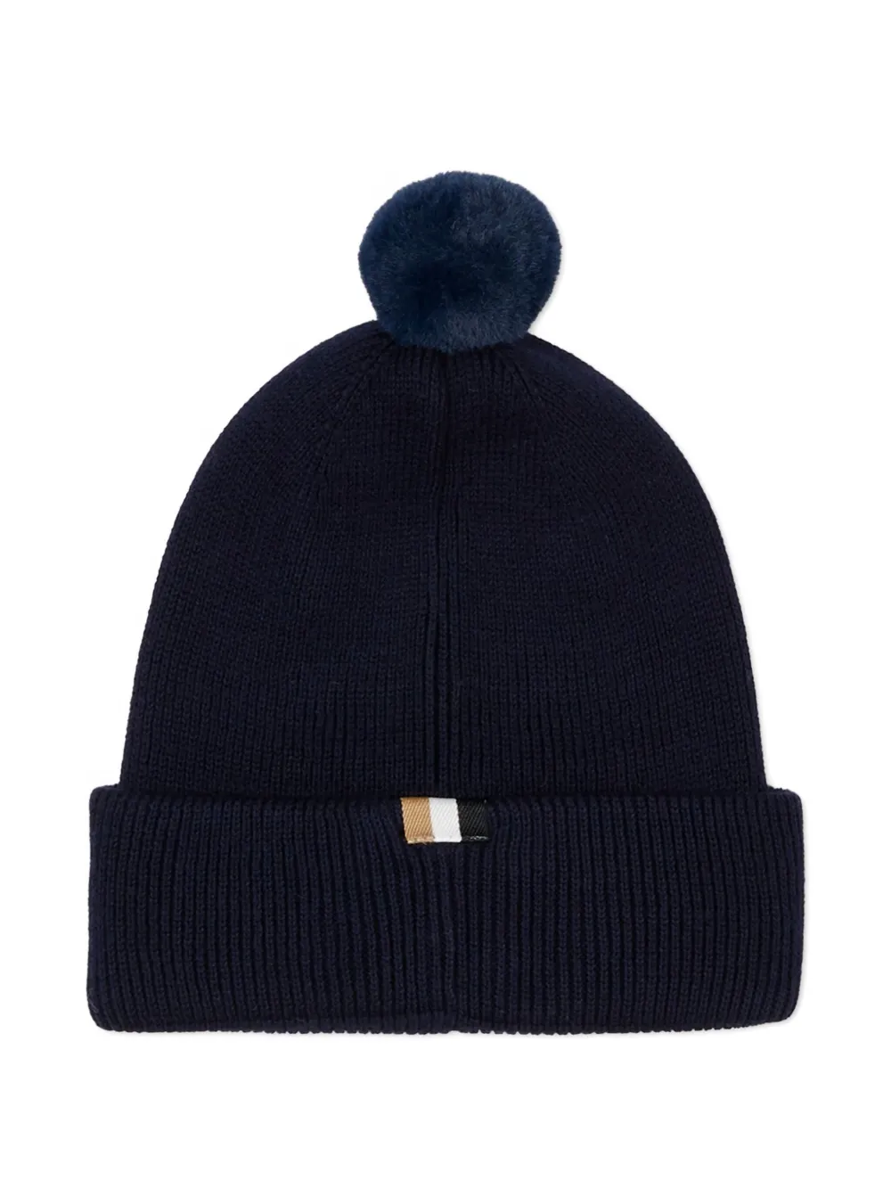 BOSS Kidswear pom-pom beanie hat - Blauw