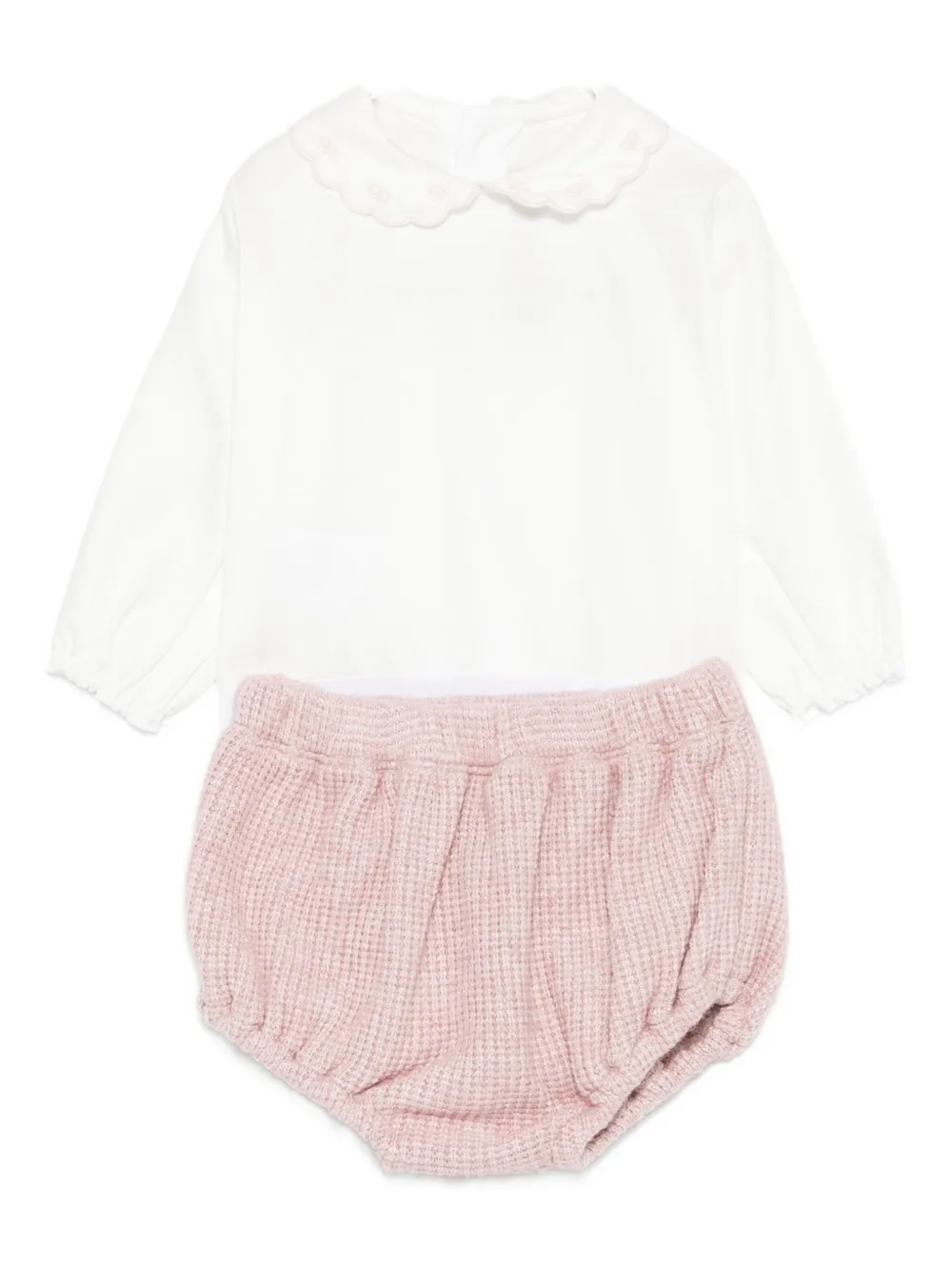 La Stupenderia scalloped-collar babygrow - Rosa