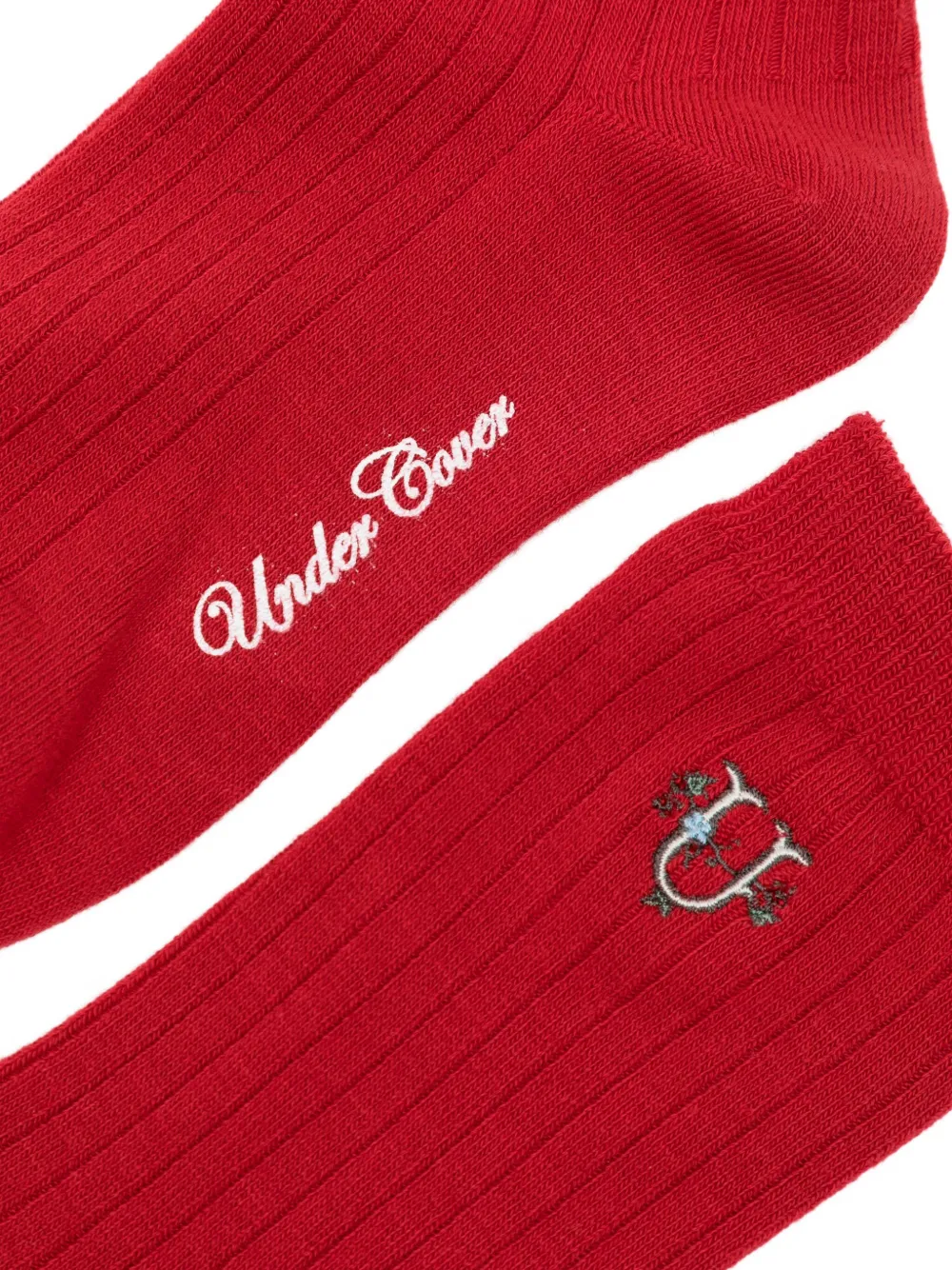Undercover Logo-embroidered Socks In Red