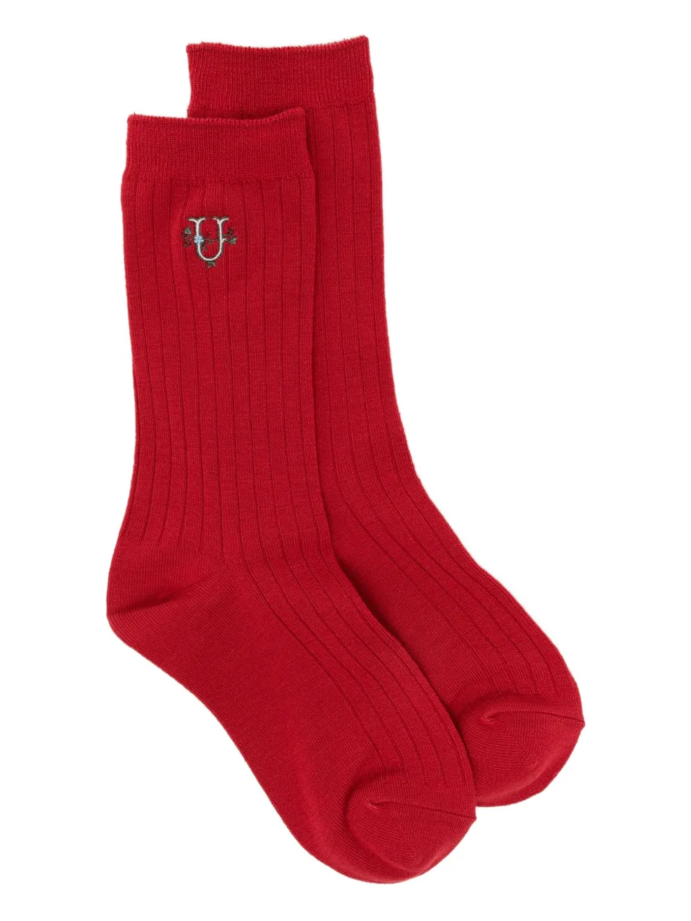 Undercover Logo-embroidered Socks In Red