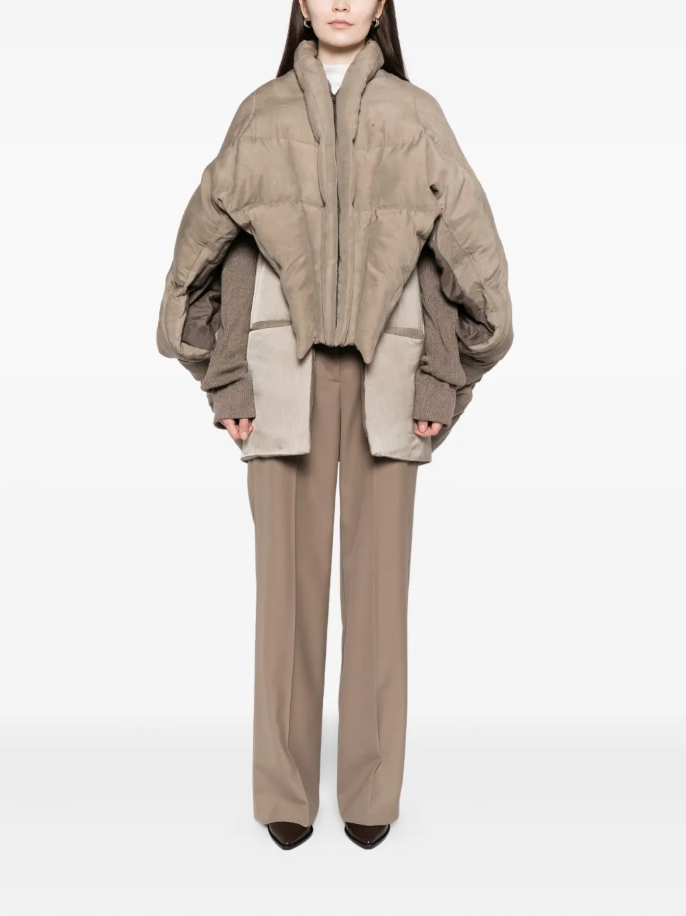 Yehuafan Silk Coat In Brown