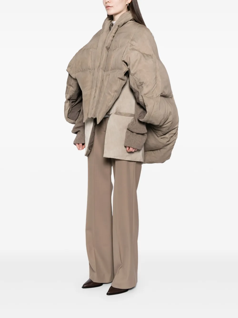 Yehuafan Silk Coat In Brown