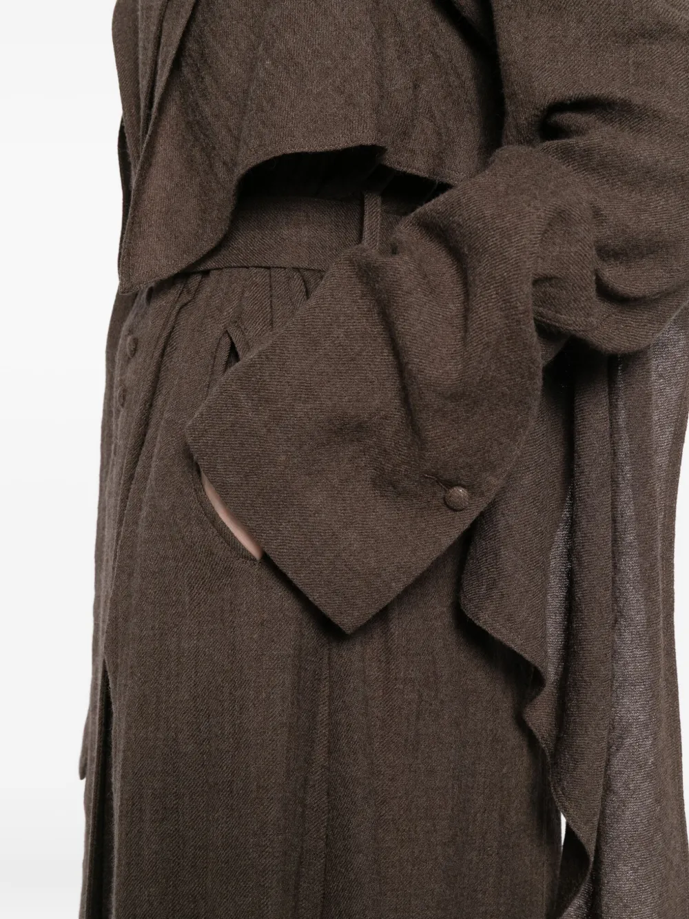 Yehuafan Wool Coat In Brown