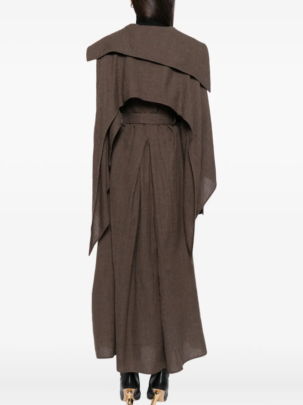 Yehuafan Wool Coat In Brown