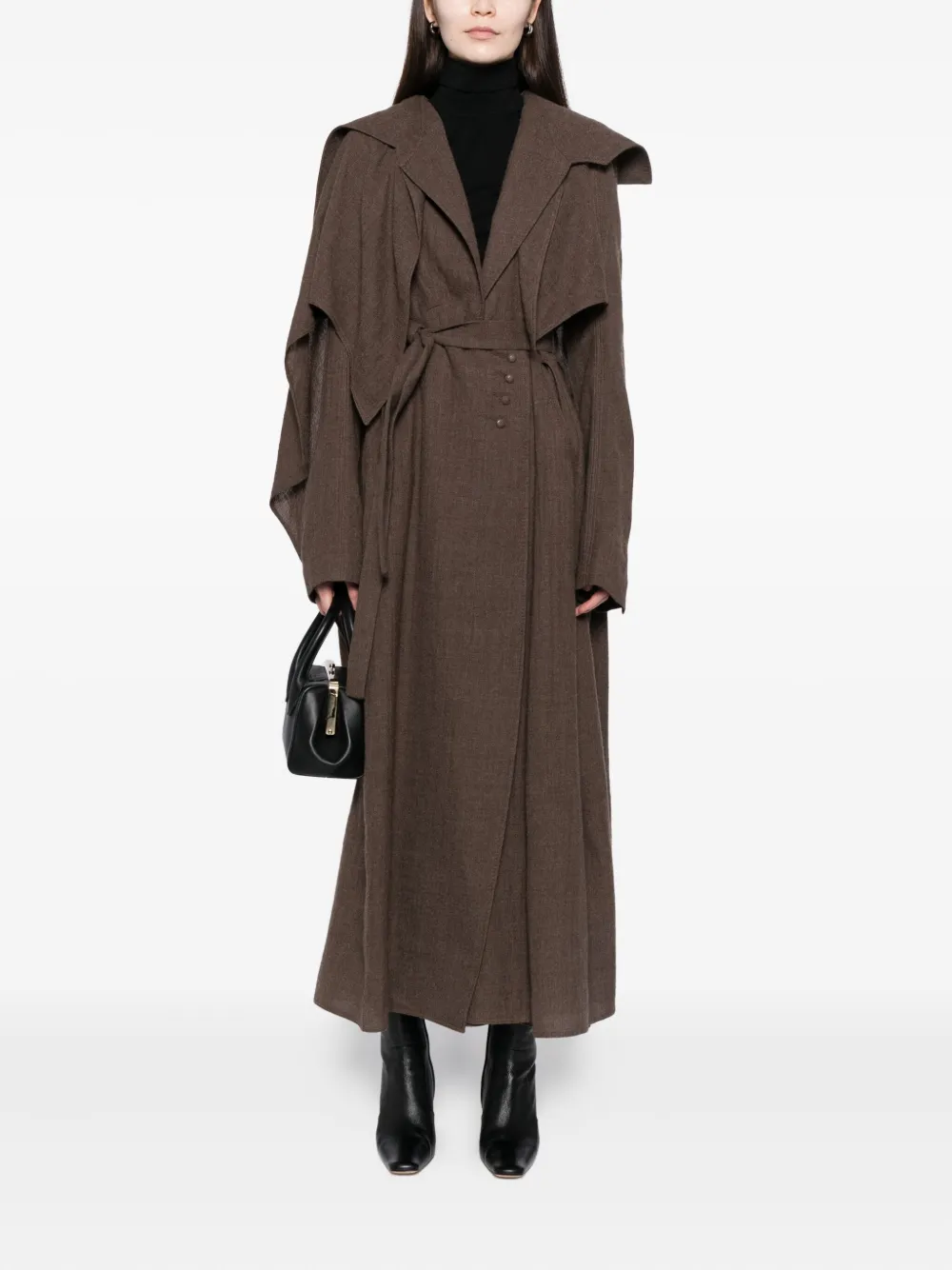 Yehuafan Wool Coat In Brown