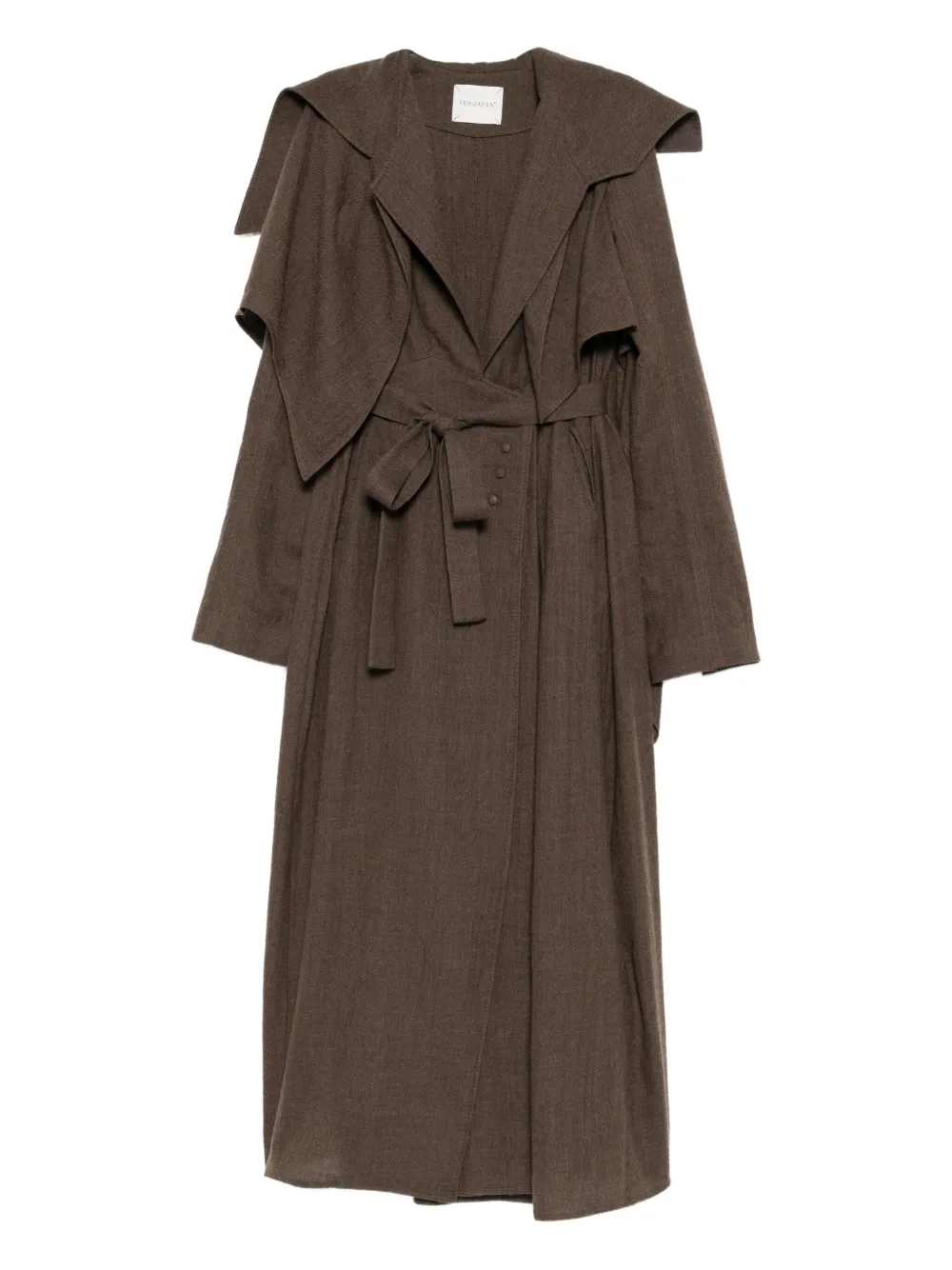 Yehuafan Wool Coat In Brown