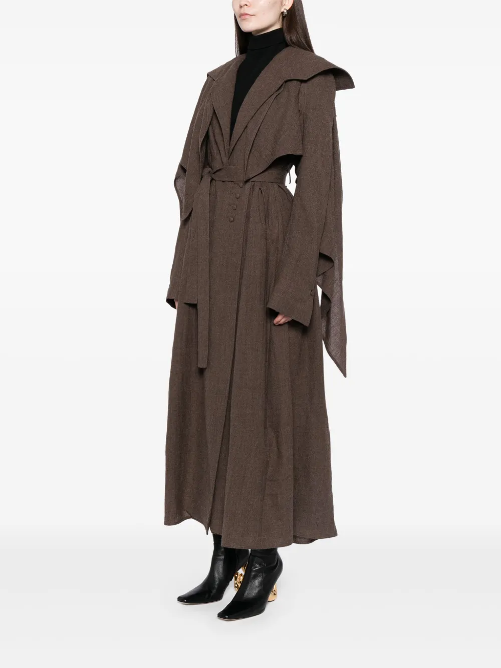 Yehuafan Wool Coat In Brown