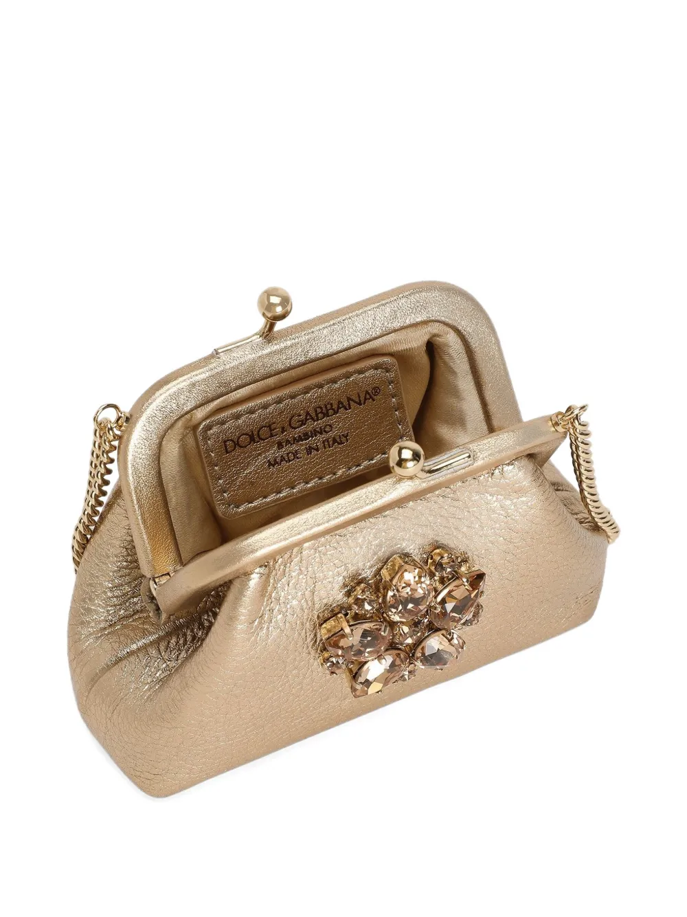 Dolce & Gabbana Kids Satijnen schoudertas verfraaid met kristallen Goud