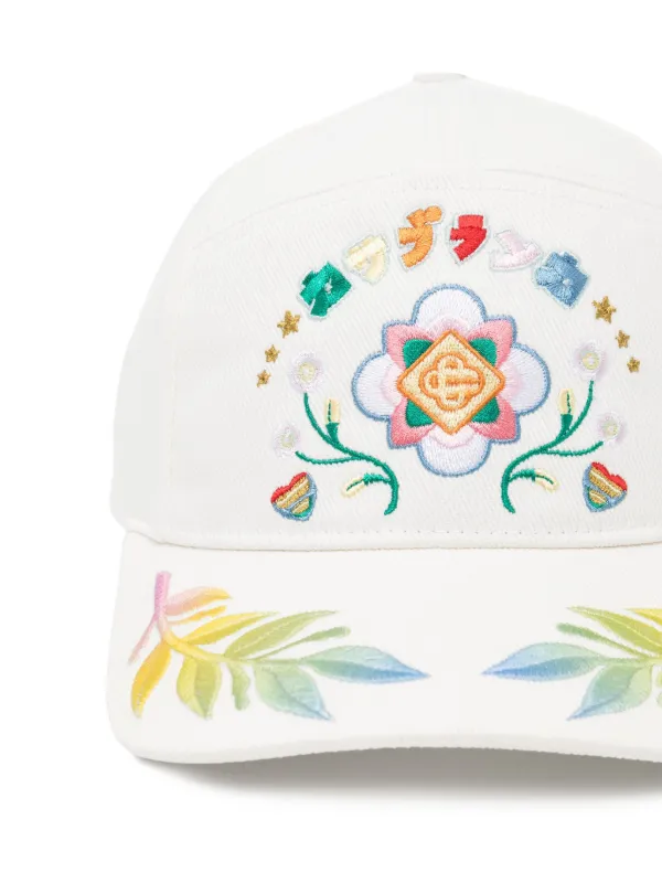 Casablanca Laurel Embroidered Cap | White | FARFETCH AO